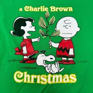Peanuts Charlie Brown Men’s Cotton Christmas T-Shirt Size XXL Short Sleeve Green
